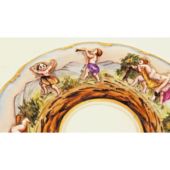 CUP & SAUCER-VON SCHIERHOLZ-CAPRI-3D Embossed-Cherubs-Unique Set-Gold Trim - Picture 10 of 16